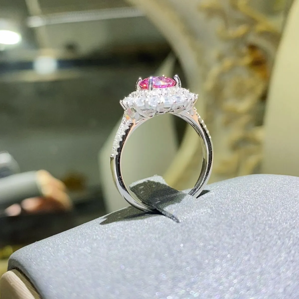 925 Sterling Silver Jewelry 1 Carat Moissanite Zircon 925 Sterling Silver Ring