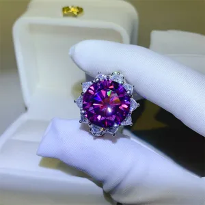 925 Sterling Silver Jewelry 10 Carat Moissanite 925 Sterling Silver Flower Shape Ring