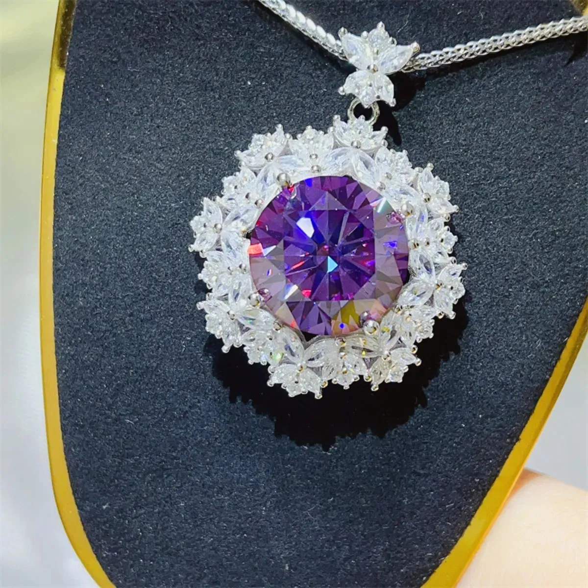 925 Sterling Silver Jewelry 10 Carat Moissanite 925 Sterling Silver Necklace