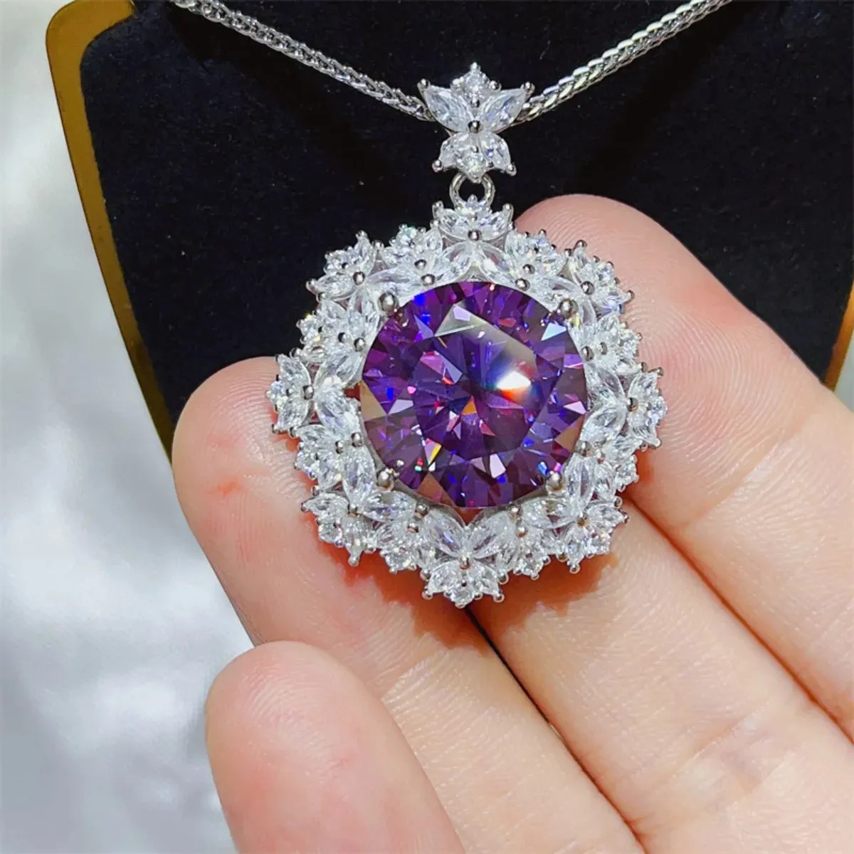 925 Sterling Silver Jewelry 10 Carat Moissanite 925 Sterling Silver Necklace