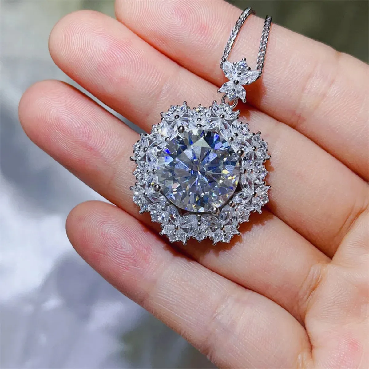 925 Sterling Silver Jewelry 10 Carat Moissanite 925 Sterling Silver Necklace