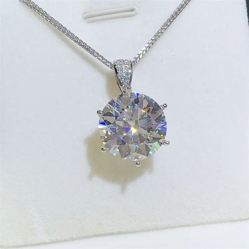 925 Sterling Silver Jewelry 10 Carat Moissanite 925 Sterling Silver Pendant Necklace