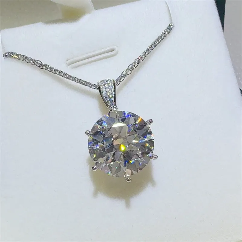 925 Sterling Silver Jewelry 10 Carat Moissanite 925 Sterling Silver Pendant Necklace