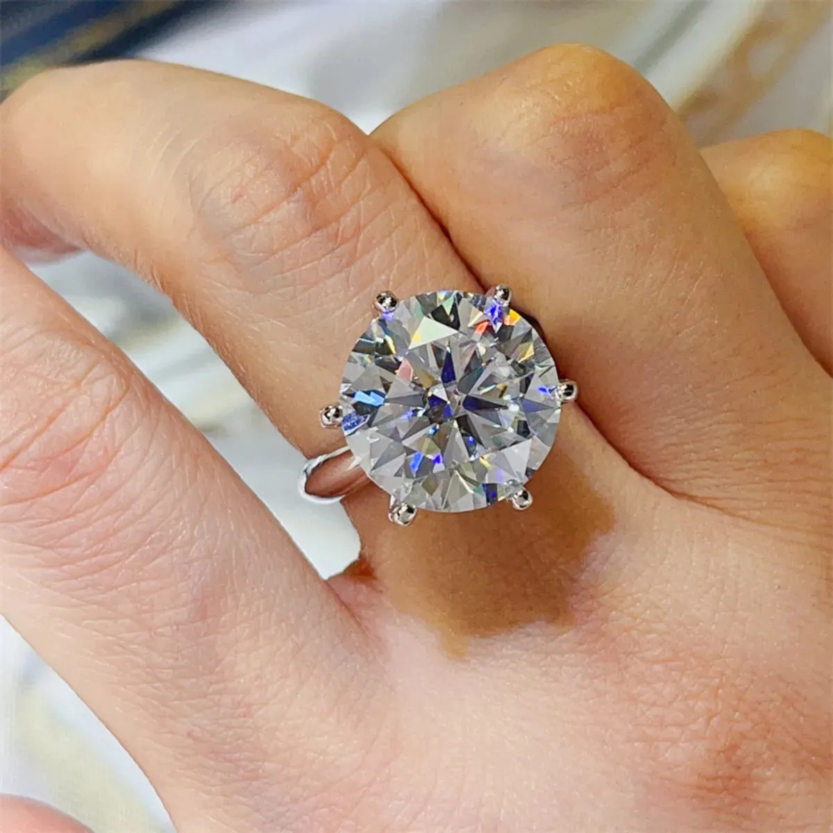 925 Sterling Silver Jewelry 10 Carat Moissanite 925 Sterling Silver Ring
