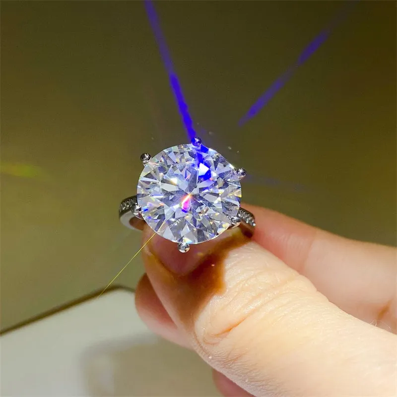 925 Sterling Silver Jewelry 10 Carat Moissanite 925 Sterling Silver Ring