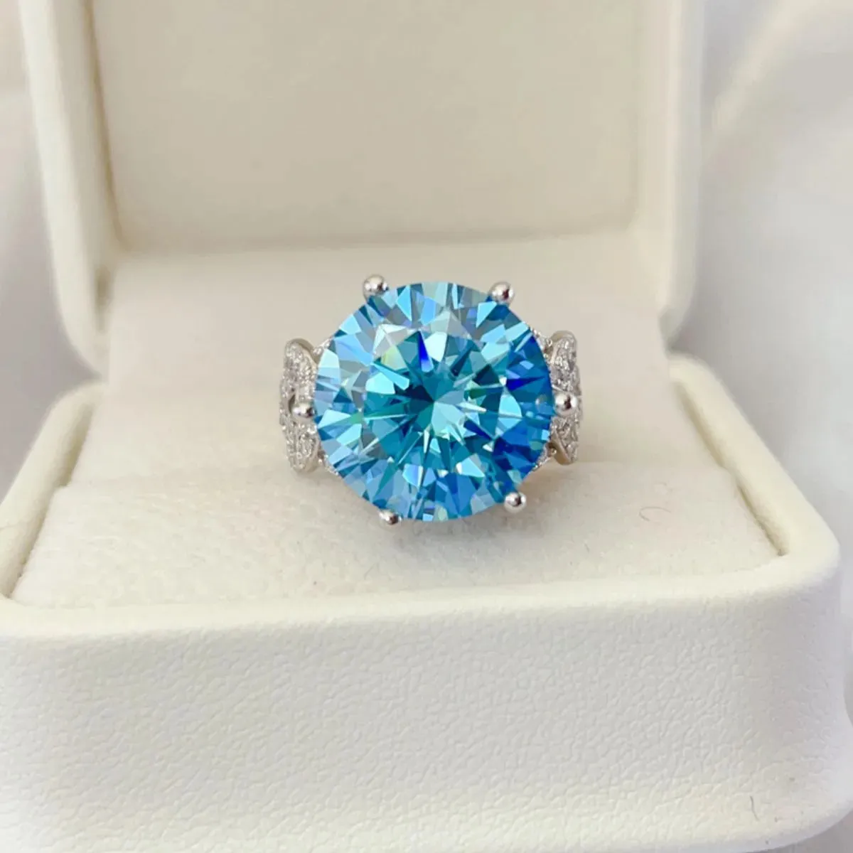 925 Sterling Silver Jewelry 10 Carat Moissanite 925 Sterling Silver Ring