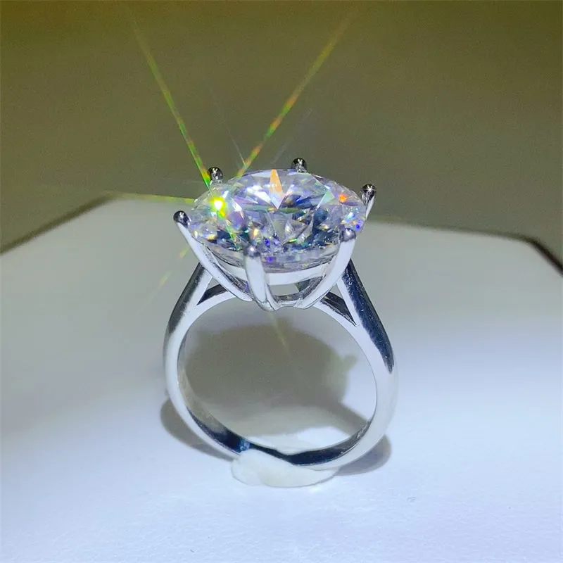 925 Sterling Silver Jewelry 10 Carat Moissanite 925 Sterling Silver Ring