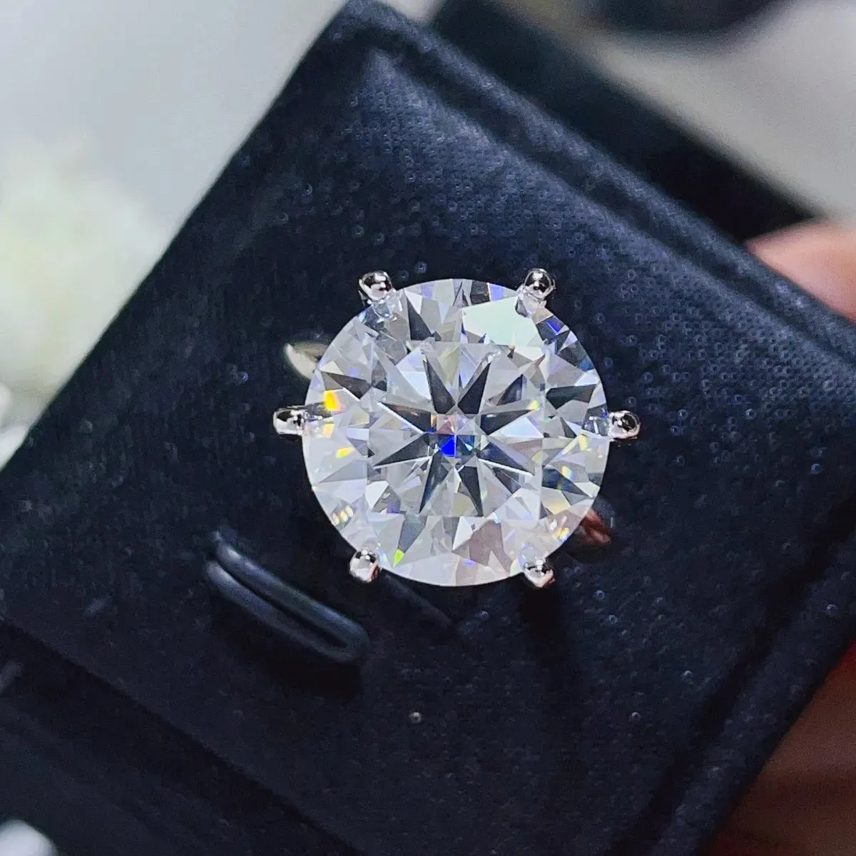 925 Sterling Silver Jewelry 10 Carat Moissanite 925 Sterling Silver Ring