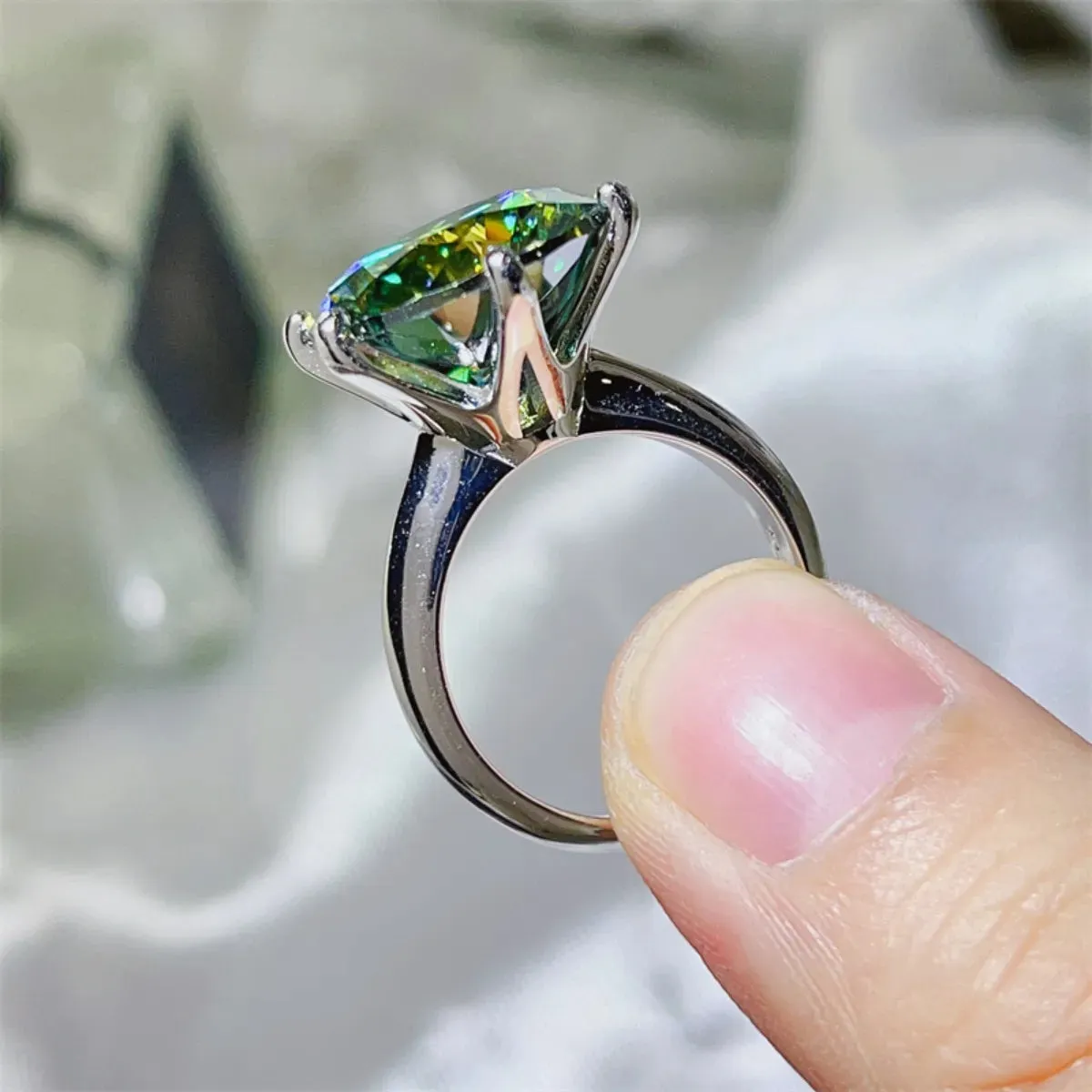 925 Sterling Silver Jewelry 10 Carat Moissanite 925 Sterling Silver Ring