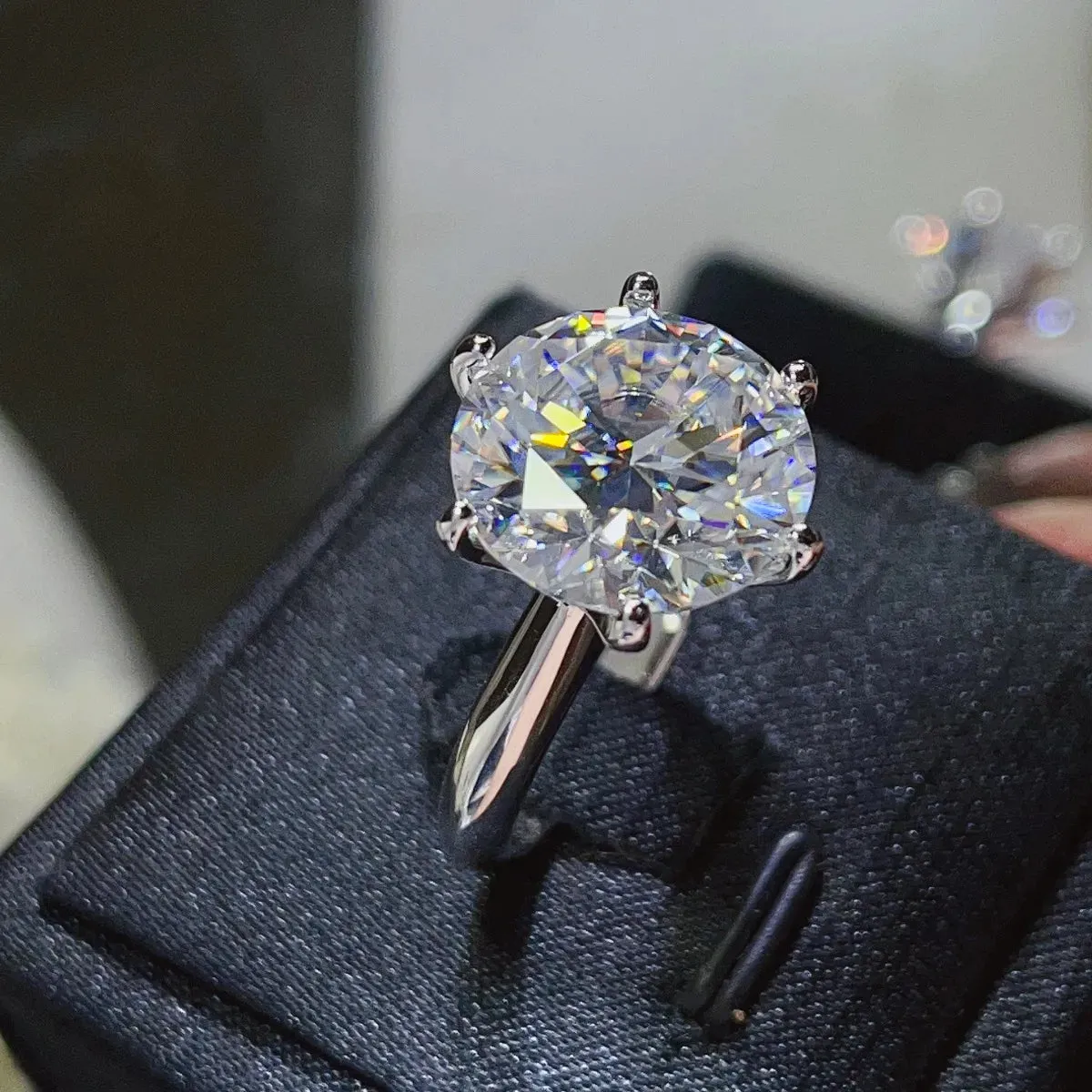 925 Sterling Silver Jewelry 10 Carat Moissanite 925 Sterling Silver Ring