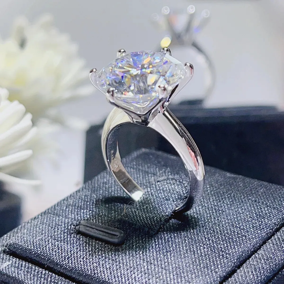 925 Sterling Silver Jewelry 10 Carat Moissanite 925 Sterling Silver Ring