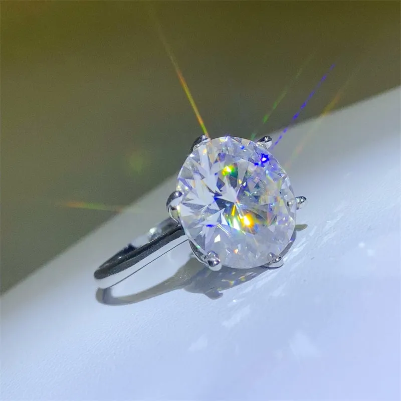 925 Sterling Silver Jewelry 10 Carat Moissanite 925 Sterling Silver Ring