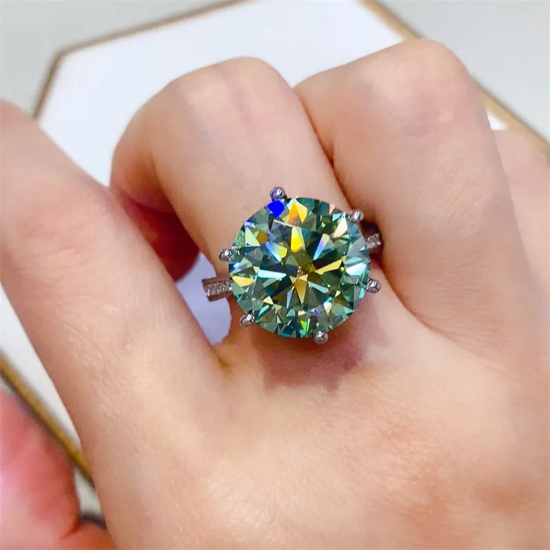 925 Sterling Silver Jewelry 10 Carat Moissanite 925 Sterling Silver Ring