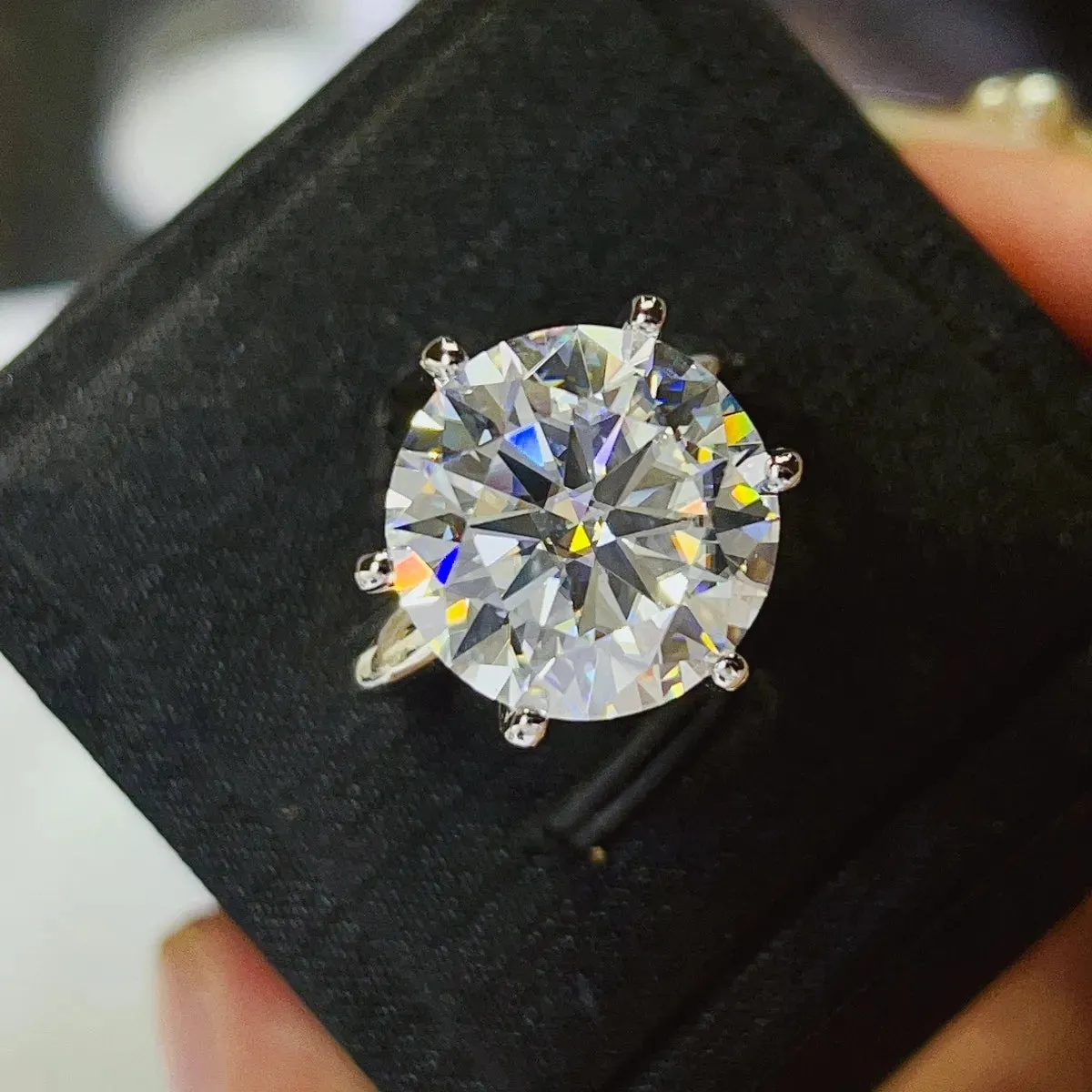 925 Sterling Silver Jewelry 10 Carat Moissanite 925 Sterling Silver Ring