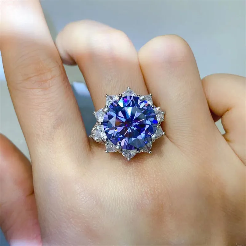 925 Sterling Silver Jewelry 10 Carat Moissanite 925 Sterling Silver Ring