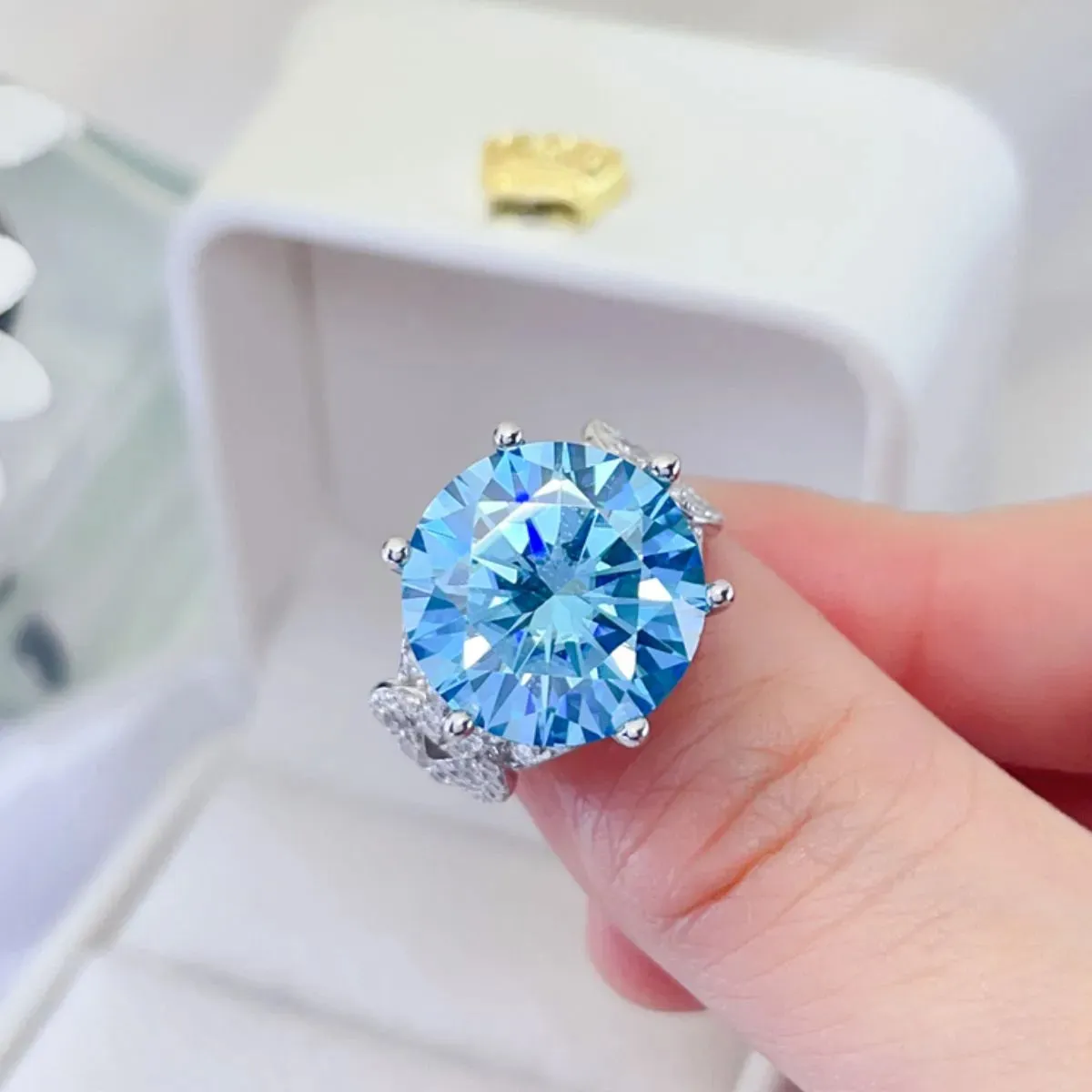925 Sterling Silver Jewelry 10 Carat Moissanite 925 Sterling Silver Ring