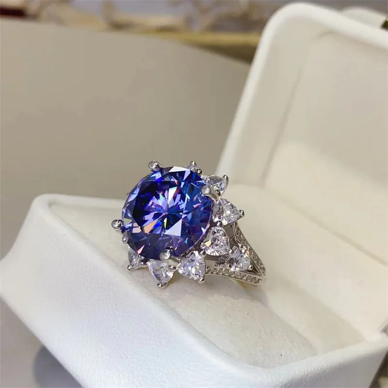 925 Sterling Silver Jewelry 10 Carat Moissanite 925 Sterling Silver Ring