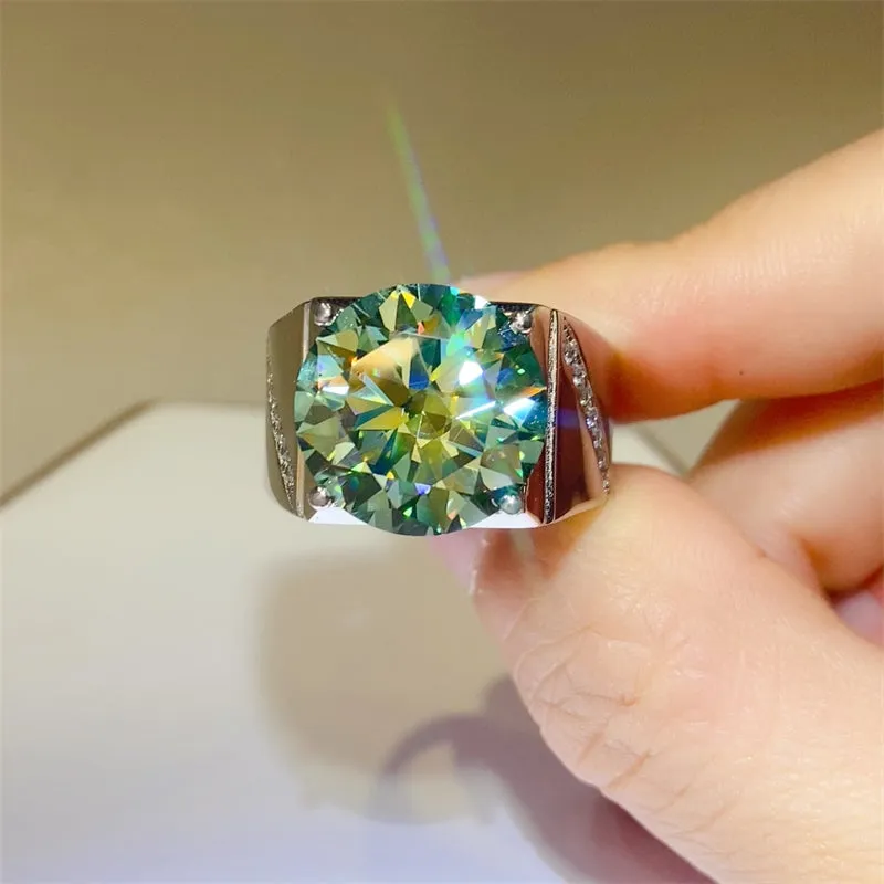 925 Sterling Silver Jewelry 10 Carat Moissanite 925 Sterling Silver Signet Ring