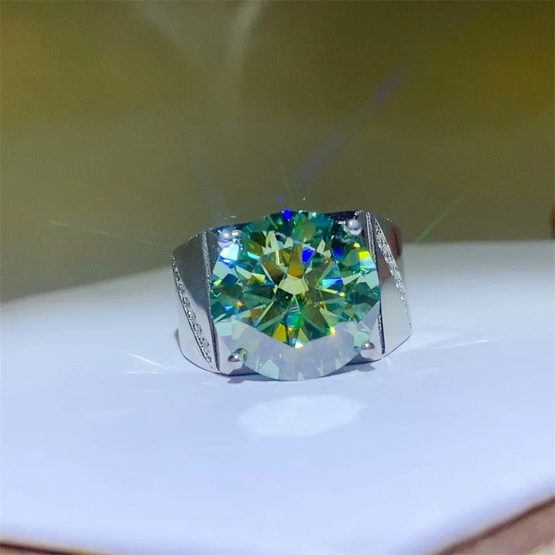 925 Sterling Silver Jewelry 10 Carat Moissanite 925 Sterling Silver Signet Ring