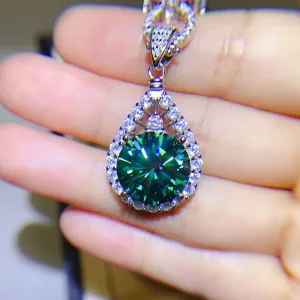 925 Sterling Silver Jewelry 10 Carat Moissanite 925 Sterling Silver Teardrop Shape Necklace