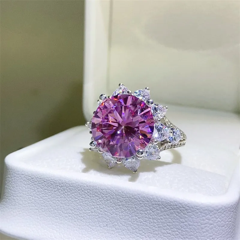 925 Sterling Silver Jewelry 10 Carat Moissanite Zircon 925 Sterling Silver Ring