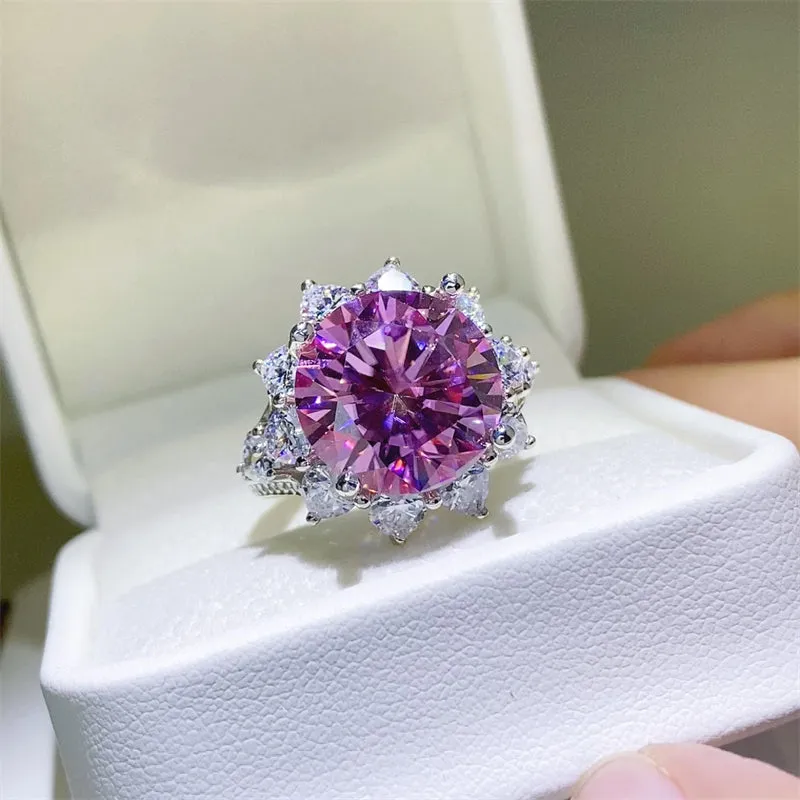 925 Sterling Silver Jewelry 10 Carat Moissanite Zircon 925 Sterling Silver Ring