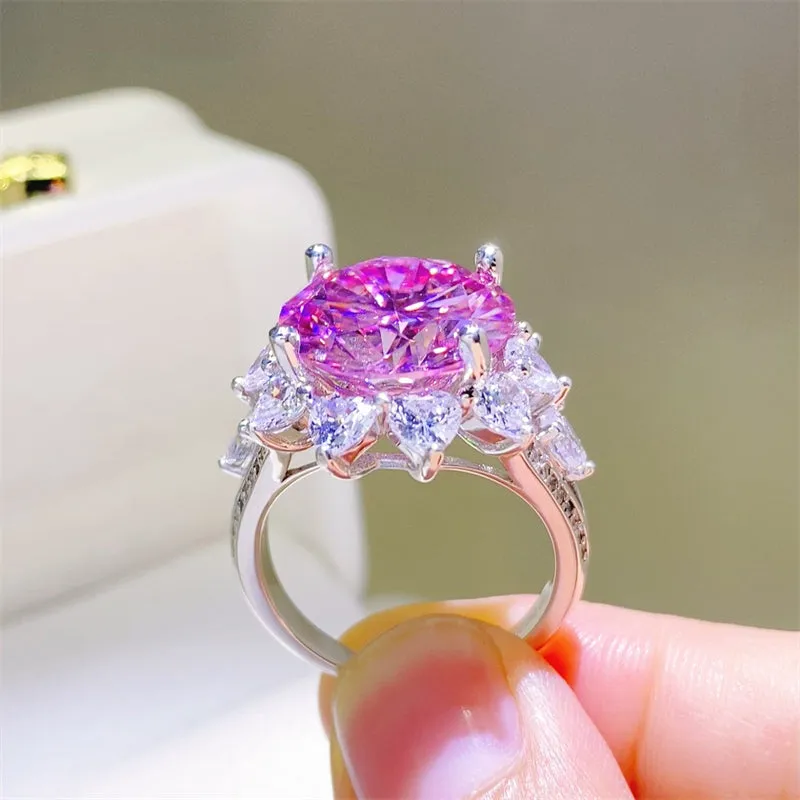 925 Sterling Silver Jewelry 10 Carat Moissanite Zircon 925 Sterling Silver Ring