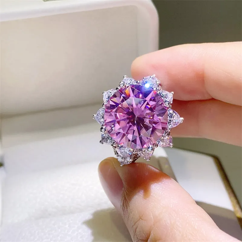925 Sterling Silver Jewelry 10 Carat Moissanite Zircon 925 Sterling Silver Ring