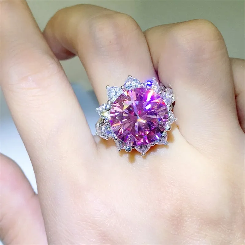925 Sterling Silver Jewelry 10 Carat Moissanite Zircon 925 Sterling Silver Ring