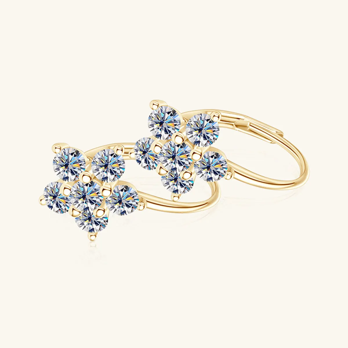 925 Sterling Silver Jewelry 1.2 Carat 925 Sterling Silver Moissanite Flower Huggie Earrings