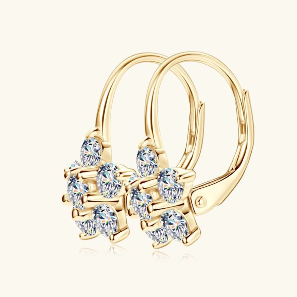 925 Sterling Silver Jewelry 1.2 Carat 925 Sterling Silver Moissanite Flower Huggie Earrings