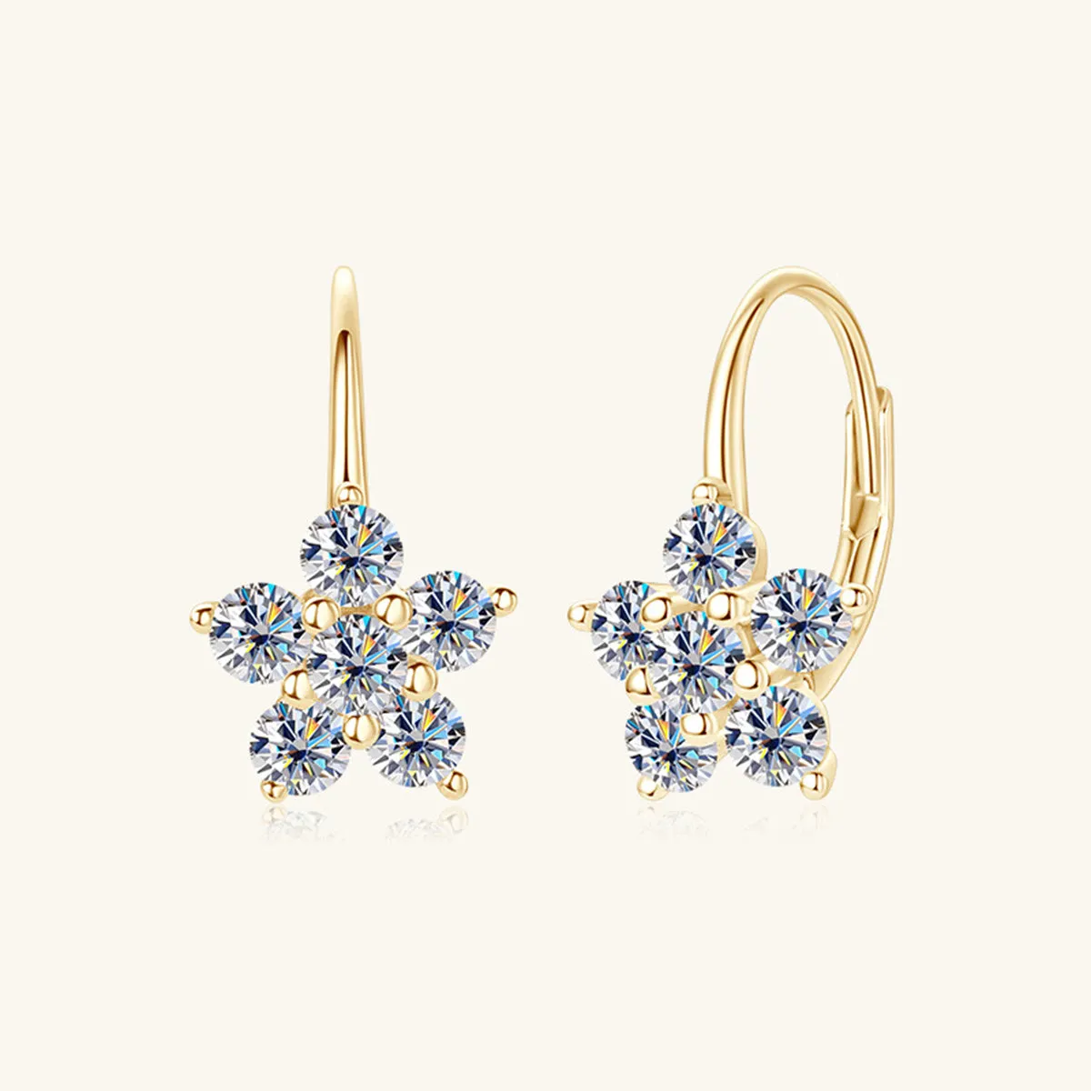 925 Sterling Silver Jewelry 1.2 Carat 925 Sterling Silver Moissanite Flower Huggie Earrings