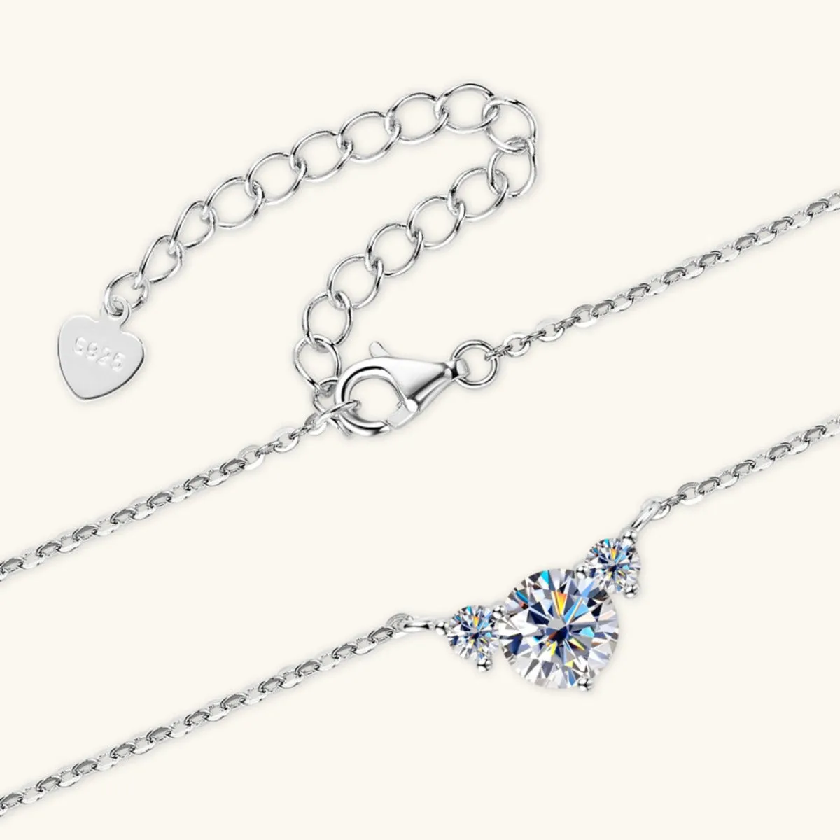 925 Sterling Silver Jewelry 1.2 Carat Moissanite 925 Sterling Silver Necklace