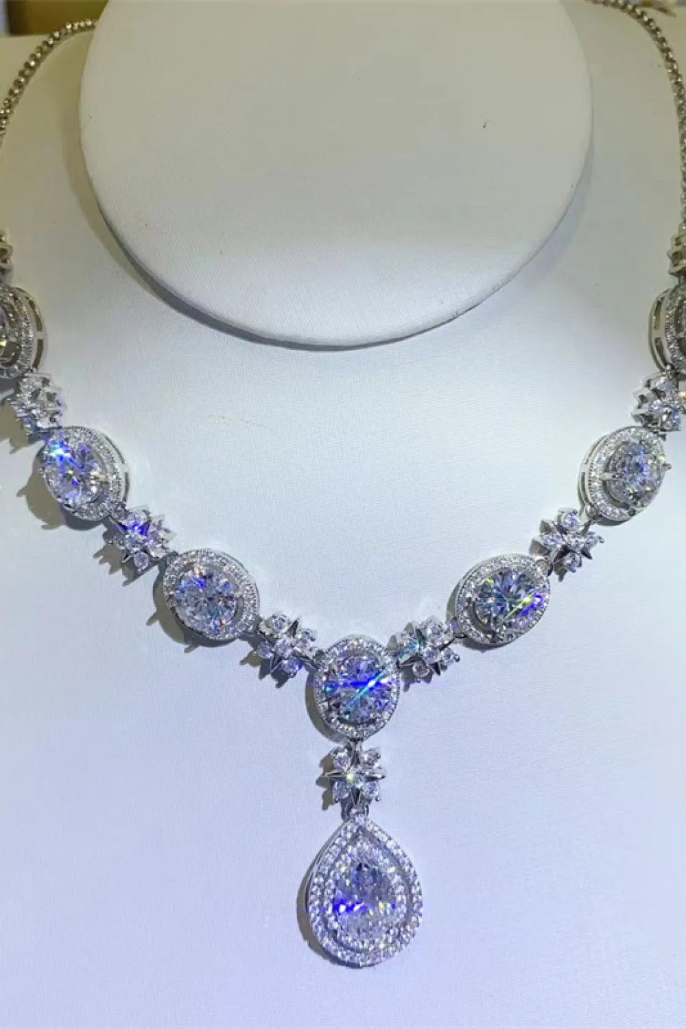 925 Sterling Silver Jewelry 12.5 Carat Moissanite Teardrop Pendant Necklace