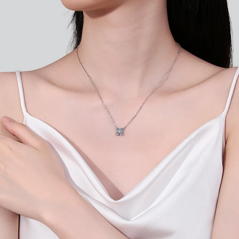 925 Sterling Silver Jewelry 1.26 Carat Moissanite 925 Sterling Silver Geometric Shape Pendant Necklace