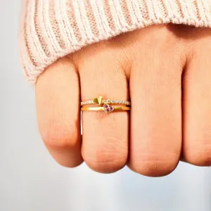 925 Sterling Silver Jewelry 18K Gold-Plated 925 Sterling Silver Double-Layered Ring