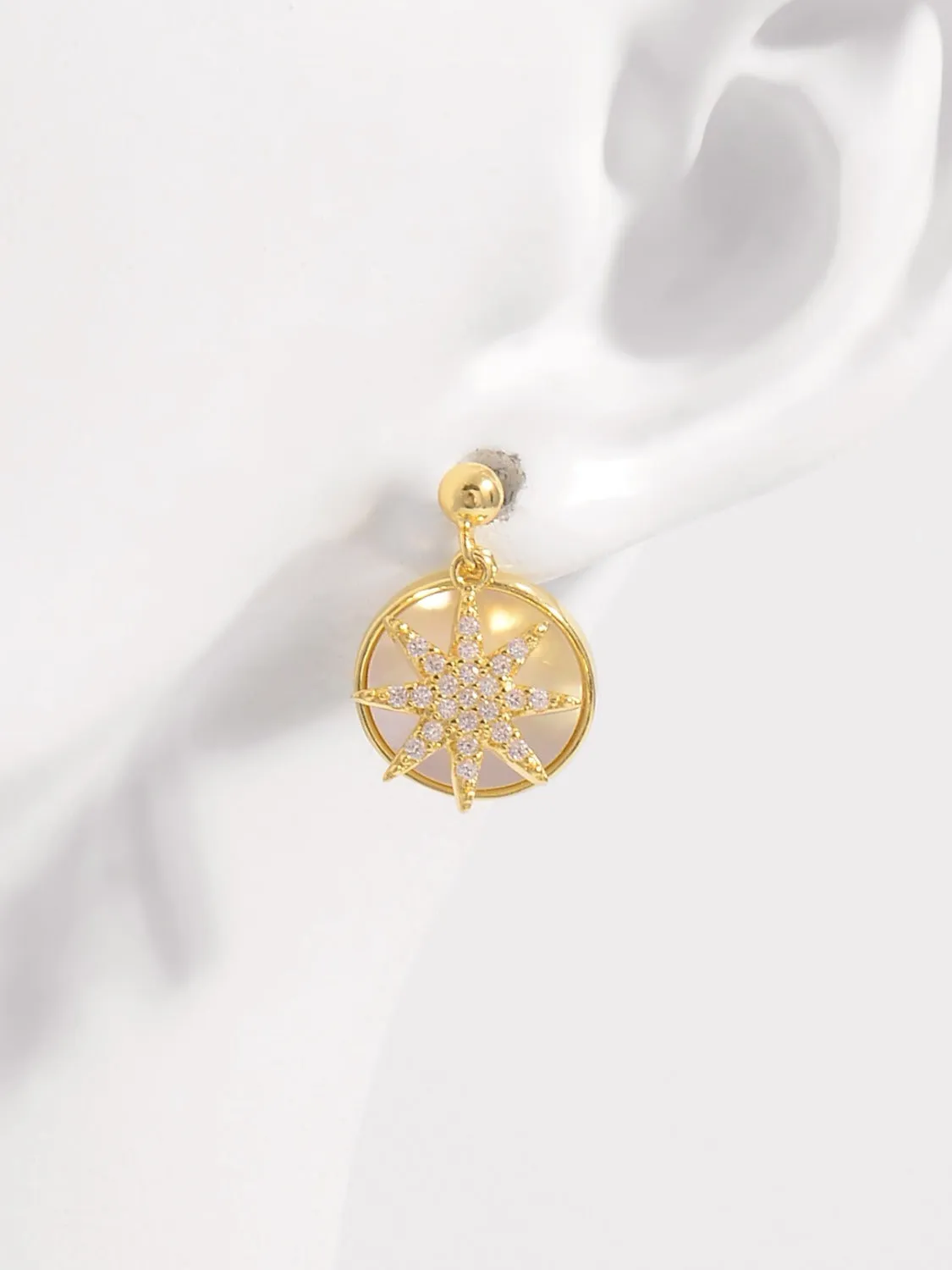 925 Sterling Silver Jewelry 18K Gold-Plated 925 Sterling Silver Star Shape Earrings