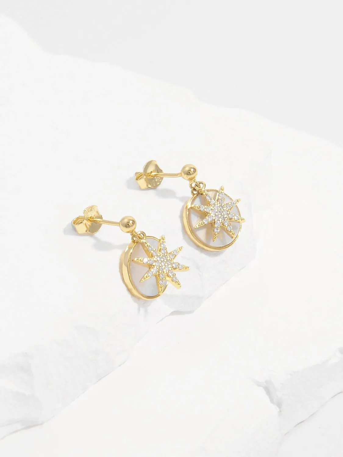 925 Sterling Silver Jewelry 18K Gold-Plated 925 Sterling Silver Star Shape Earrings