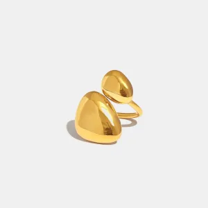 925 Sterling Silver Jewelry 18K Gold-Plated Irregular Bypass Ring