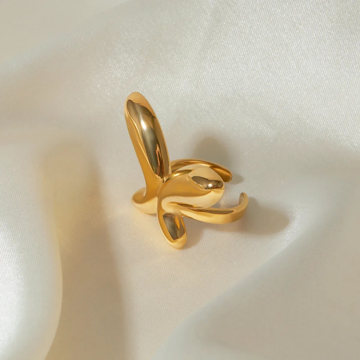925 Sterling Silver Jewelry 18K Gold-Plated Stainless Steel Butterfly Ring