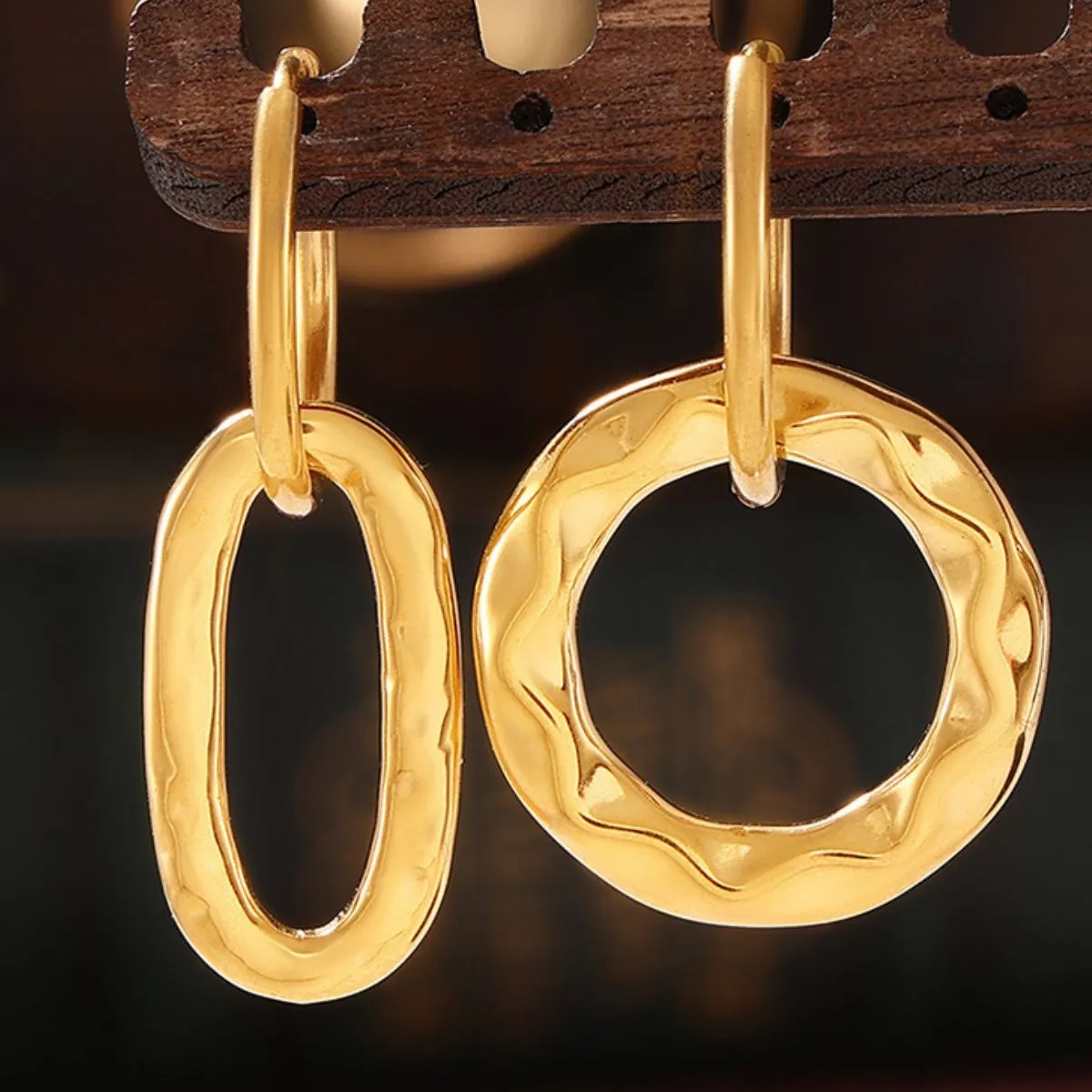 925 Sterling Silver Jewelry 18K Gold-Plated Titanium Steel Annulus Earrings