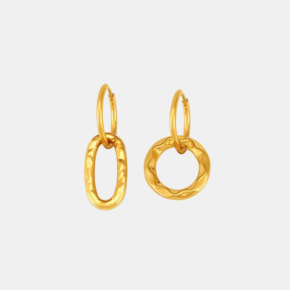 925 Sterling Silver Jewelry 18K Gold-Plated Titanium Steel Annulus Earrings