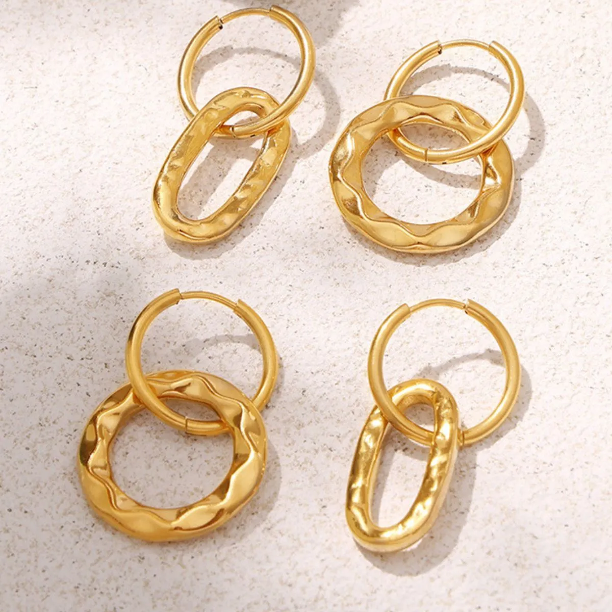 925 Sterling Silver Jewelry 18K Gold-Plated Titanium Steel Annulus Earrings