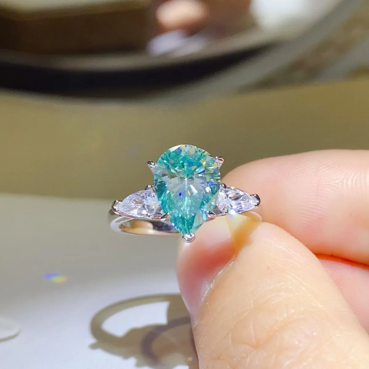 925 Sterling Silver Jewelry 2 Carat 925 Sterling Silver Moissanite Ring