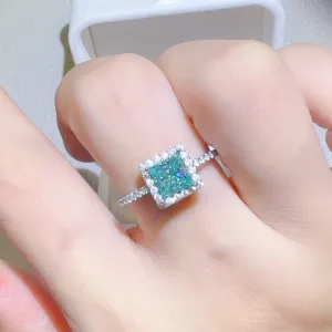 925 Sterling Silver Jewelry 2 Carat 925 Sterling Silver Moissanite Square Shape Ring