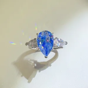 925 Sterling Silver Jewelry 2 Carat 925 Sterling Silver Moissanite Teardrop Shape Ring