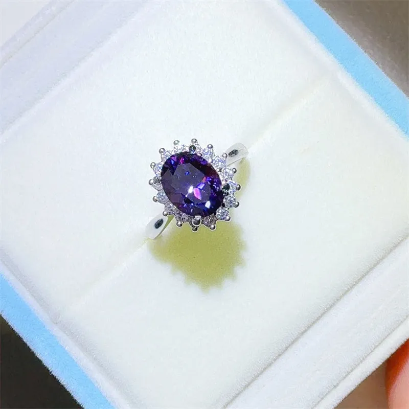 925 Sterling Silver Jewelry 2 Carat 925 Sterling Silver Oval Moissanite Ring