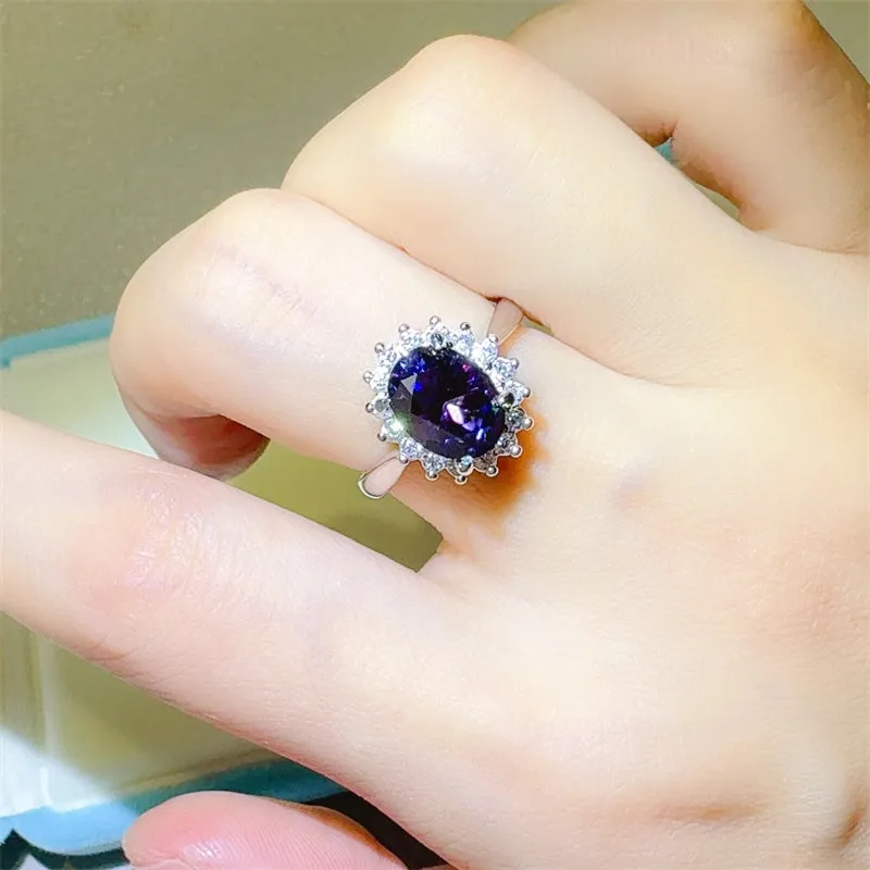 925 Sterling Silver Jewelry 2 Carat 925 Sterling Silver Oval Moissanite Ring