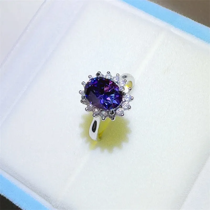 925 Sterling Silver Jewelry 2 Carat 925 Sterling Silver Oval Moissanite Ring