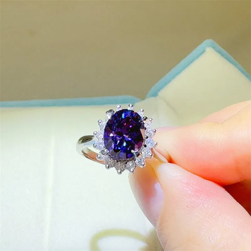925 Sterling Silver Jewelry 2 Carat 925 Sterling Silver Oval Moissanite Ring
